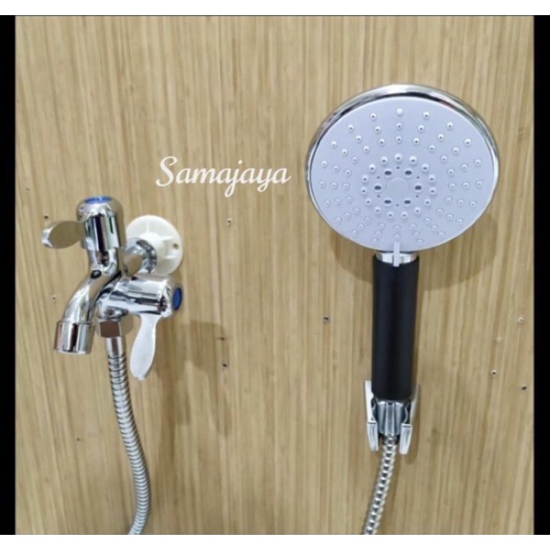 New! Hand shower mandi besar 12 cm + komplit kran cabang Anti karat.5 variasi air.ELLEGANCE