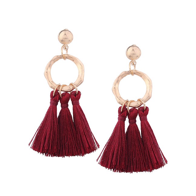 LRC Anting Tusuk Bohemia Tassel Decorated Earrings