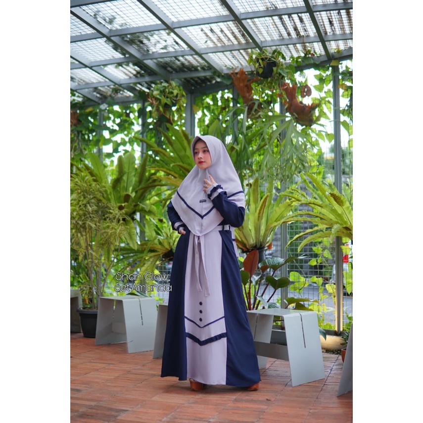 GAMIS AMANDA ORI SHAN GLOW ITYCREPE KANCING V set khimar syari berkah bukan aku karissa alfaro