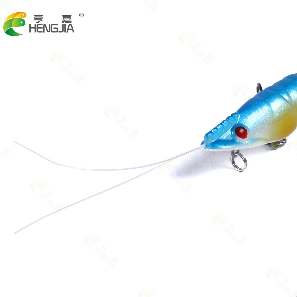 Hengjia 1pc Umpan Pancing Hard Bait Bentuk Udang Mata 3d 8.5cm / 8.3g Dengan 2 Kail