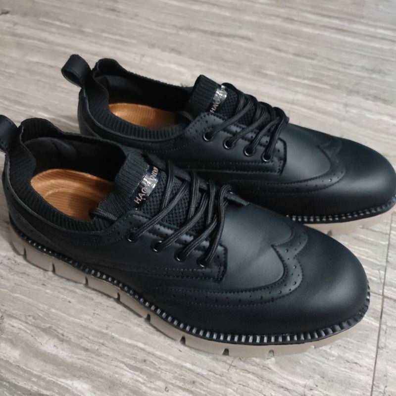 Terbaru Kulit Asli Sepatu Pantofel Pria Brogues Hitam Oxfords Pernikahan Cowok Dewasa Tali Sepatu Formal PDH Kerja 163