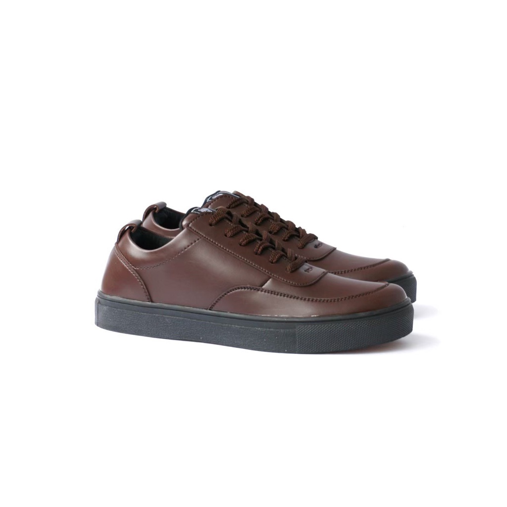 ROVER BROWN - Sneaker Kasual Pria Bahan Kulit Formal Santai - Bergaransi