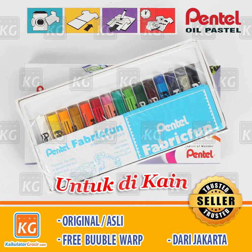 Pentel Fabric Fun Pastel Dye Sticks PTS 15 Warna Cat Kain / Oil Pastels Pentel Krayon PTS15 Colours