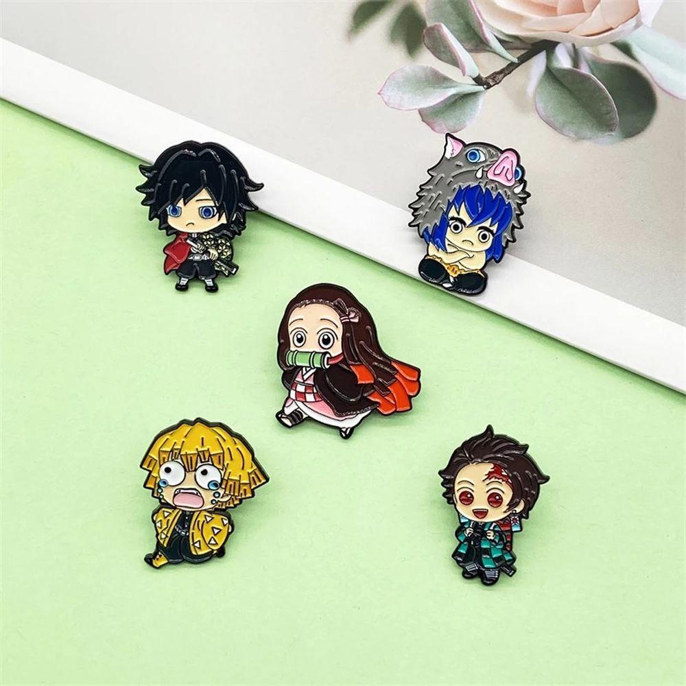 Mxbeauty Demon Slayer Lapel Pin Aksesoris Cosplay Jaket Pin Pakaian Dekorasi Kartun Lencana Pin Anime Badge