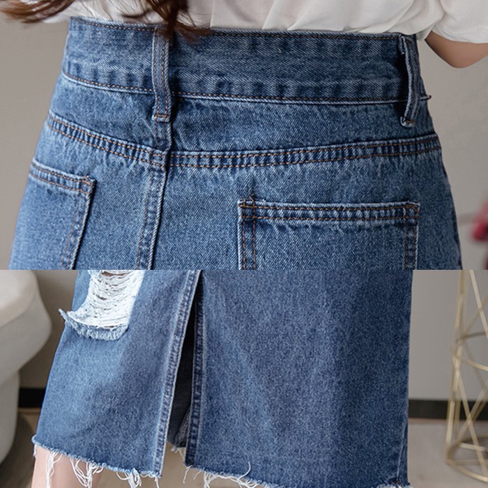 KARAKOREA - 6156 Hyuna Denim Skirt/Rok jeans wanita/Rok Jeans Korea/Rok wanita