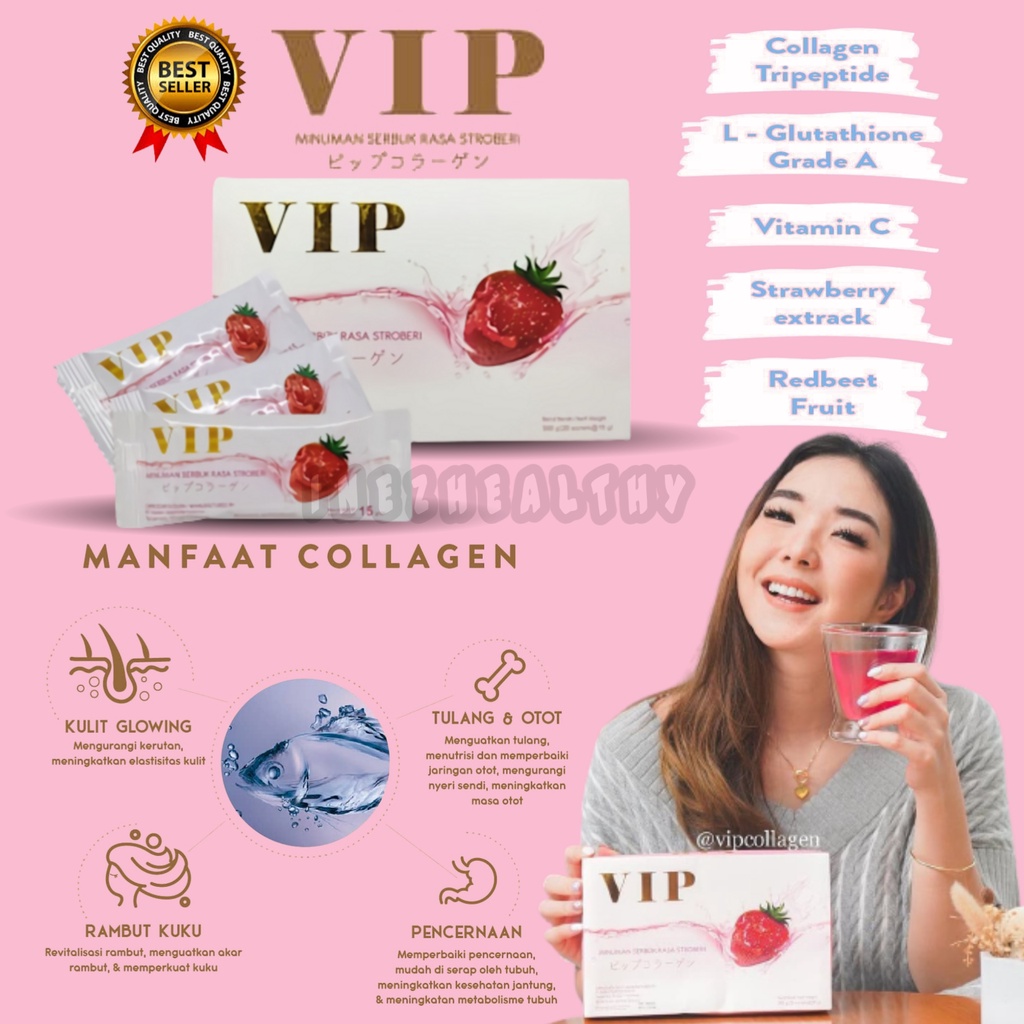 VIP COLLAGEN SUPLEMEN KECANTIKAN COLAGEN MINUMAN PERAWATAN PEMUTIH KULIT WAJAH KOLAGEN DRINK BPOM ORIGINAL