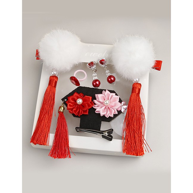 LRC Bando Fashion Fuzzy Ball Decorated Hair Accessories(6pcs) F04143