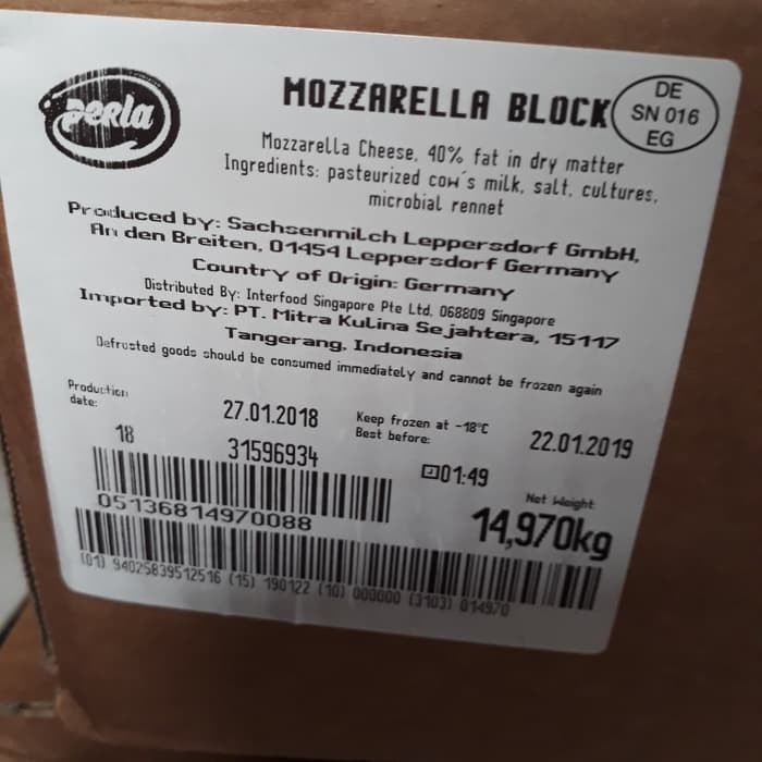 

KEJU MOZARELLA PERLA GERMAN 15Kg