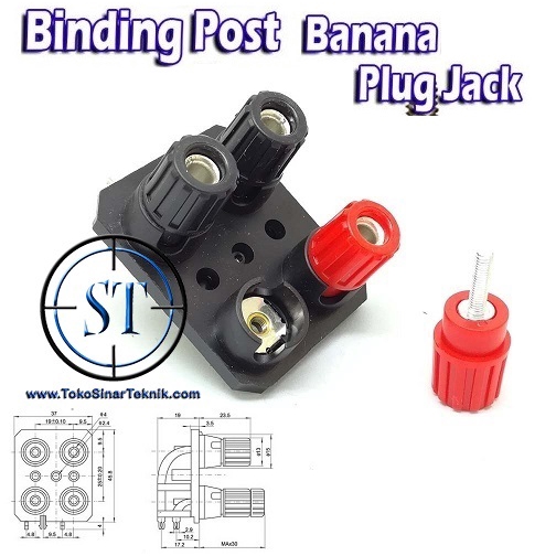 Terminal Speaker Binding Post 4 Pin Banana Plug Merah Hitam Input Tapal Kuda Box Bell 4 kaki  Ba-82