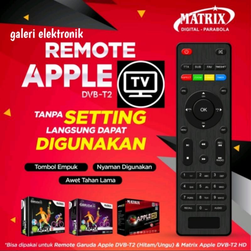 Remote Untuk STB Matrix Apple HD DVBT2