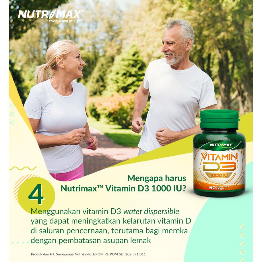 Vitamin D3 Nutrimax 1000 IU Kesehatan Tulang Gigi Imunitas Osteoporosis Autoimun