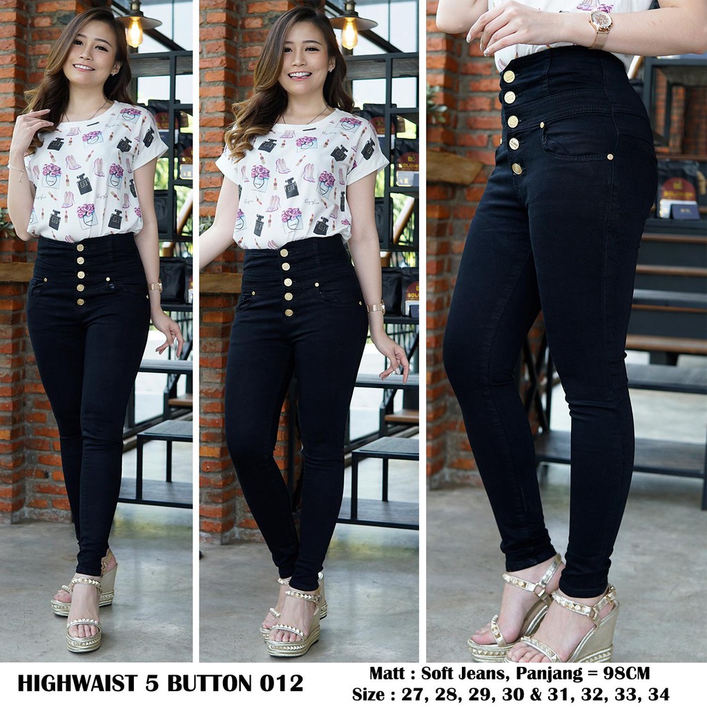 KIRANAOFFICIAL - ( COD ) celana Jeans highwaist 5 buttons ( B01 )