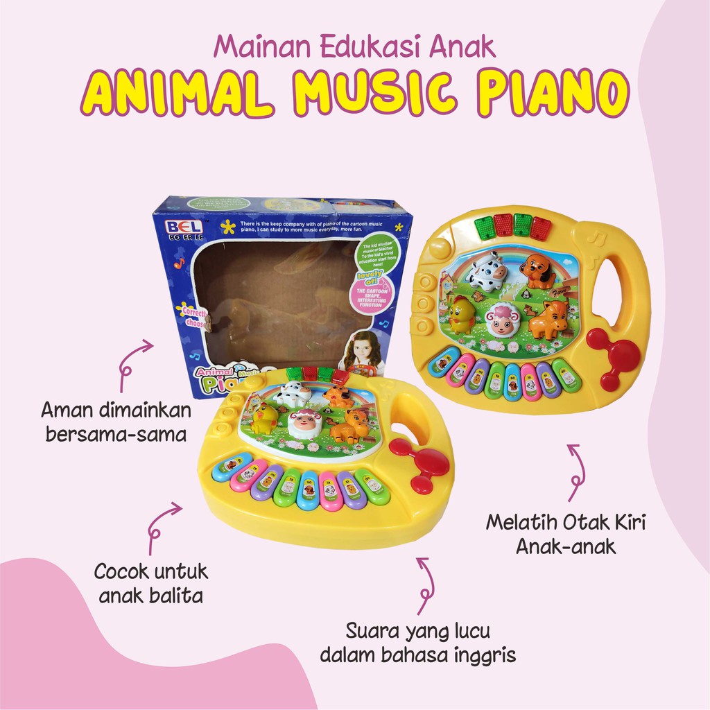 Mainan Edukasi Anak Muslim Apple Learning Quran e-book 4 bahasa 4in1 Piano Fun-Doh Animal Series-4