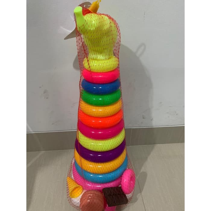 Mainan anak Ring donut bebek jumbo 12 susun berwarna cerah