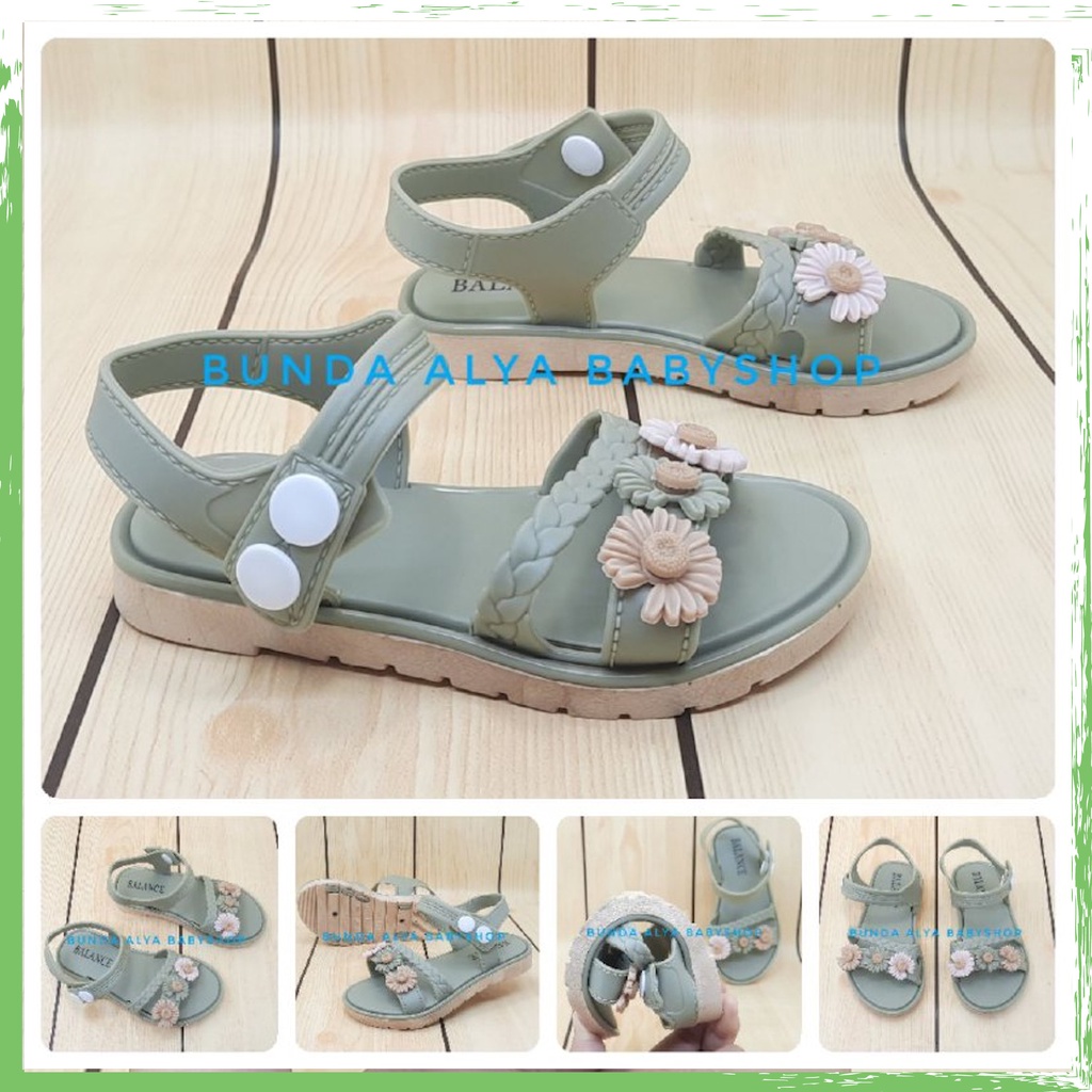 Sendal Anak Perempuan IMPORT Usia 2 3 Tahun HIJAU Bunga Tali Sepatu Sandal Anak Cewek Motif Bunga Lucu Kekinian Anti Slip Size 24 Sampai 35