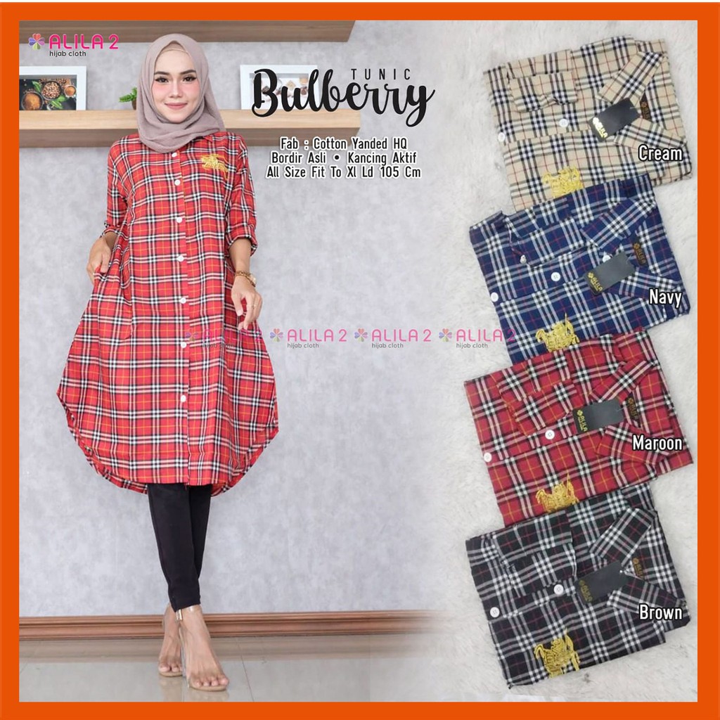 BULBERRY TUNIK by ALILA TUNIK JUMBO LD 105 BAJU ATASAN CEWEK TUNIK BAHAN KATUN YANDED TUNIK CEWEK
