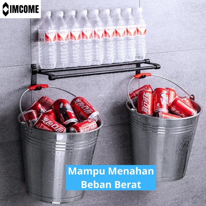 IMCOME Rak Dinding Gantungan Handuk Kamar Mandi Serbaguna Tempat Penyimpanan Handuk Kamar Mandi