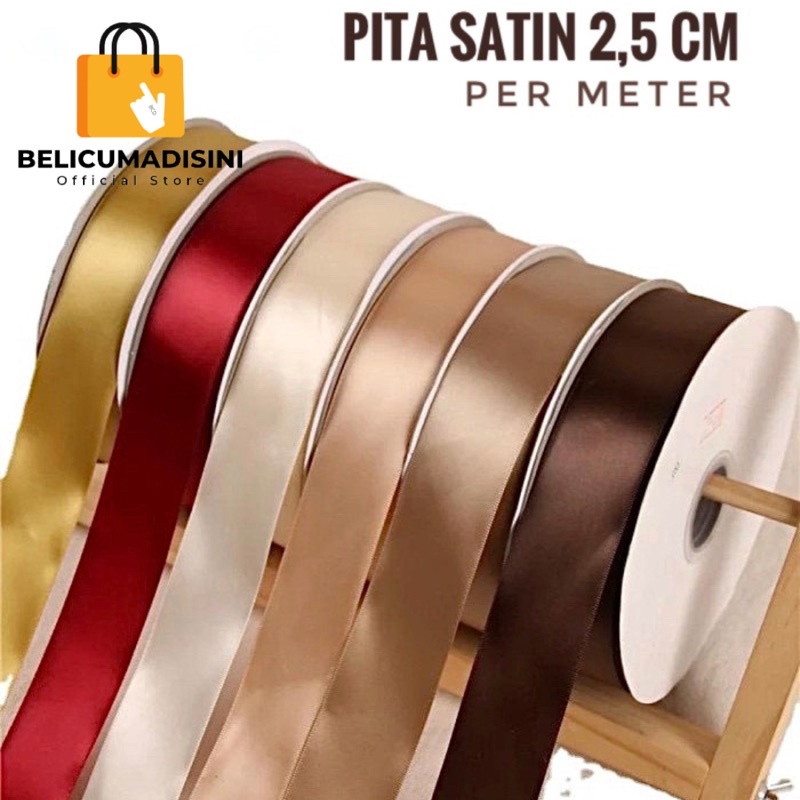 

Pita Satin Merk EAGLE IMPORT Taiwan 2,5 cm PER METER / Warna Warni Colorful Ribbon Hiasan Packing