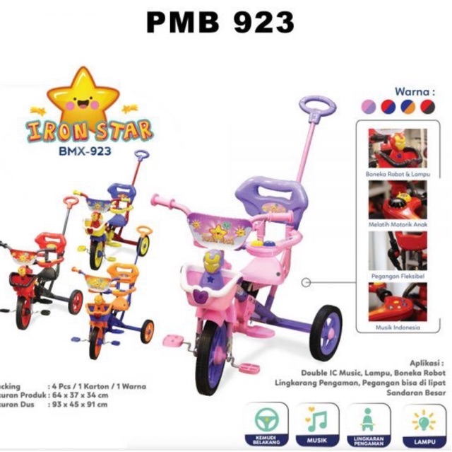 Sepeda Anak Tricycle PMB BMX-923 Iron Man