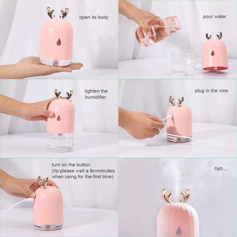 DIFFUSER HUMIDIFIER / AROMATHERAPY HUMIDIFIER / PELEMBAB PEWANGI UDARA PURIFIER MOTIF RUSA