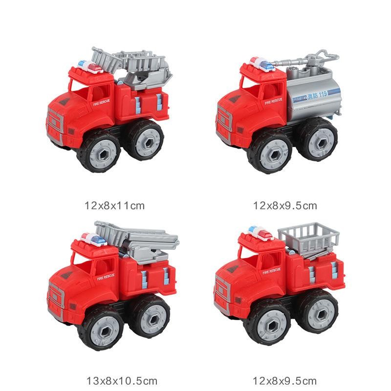 4pcs DIY Mobil Pemadam Kebakaran Fire Trucks Mainan Anak Laki Laki