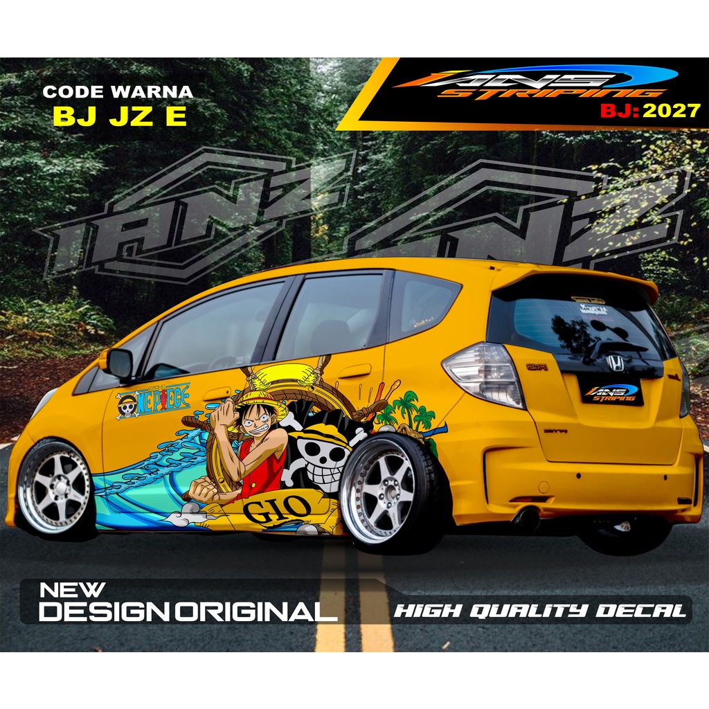 VARIASI STIKER ONE PIECE MOBIL HONDA JAZZ BRIO AGYA AYLA / VARIASI STICKER BODY SAMPING MOBIL BRIO MOBIL JAZZ / STIKER MOBIL