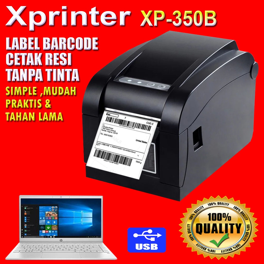 PRINTER THERMAL THERMAL XPRINTER TERMAL BARCODE XP-350B XP350B PRINTER CETAX RESI TANPA TINTA LABEL BARCODE LEBEL BARKODE XP-350B PRINTER RESI