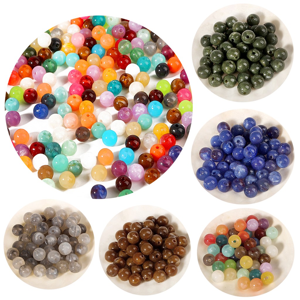 18 Colors 8 mm Acrylic Beads Cloud Effect Colorful Spacer Loose Beads Craft DIY Bracelet Jewelry Making Accessories