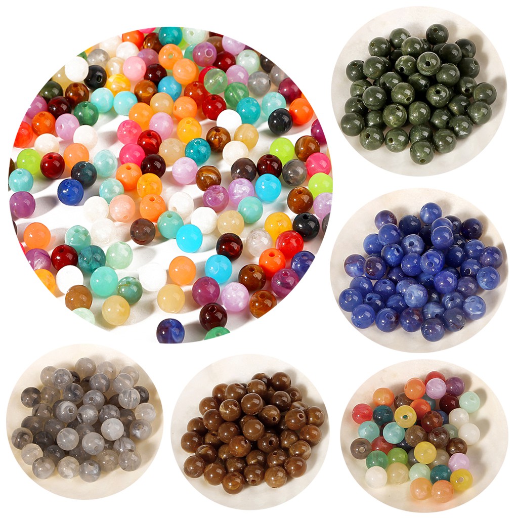 18 Colors 100pcs 6 mm Acrylic Beads Cloud Effect Colorful Spacer Loose Beads Craft DIY Bracelet Jewelry Making Accessories