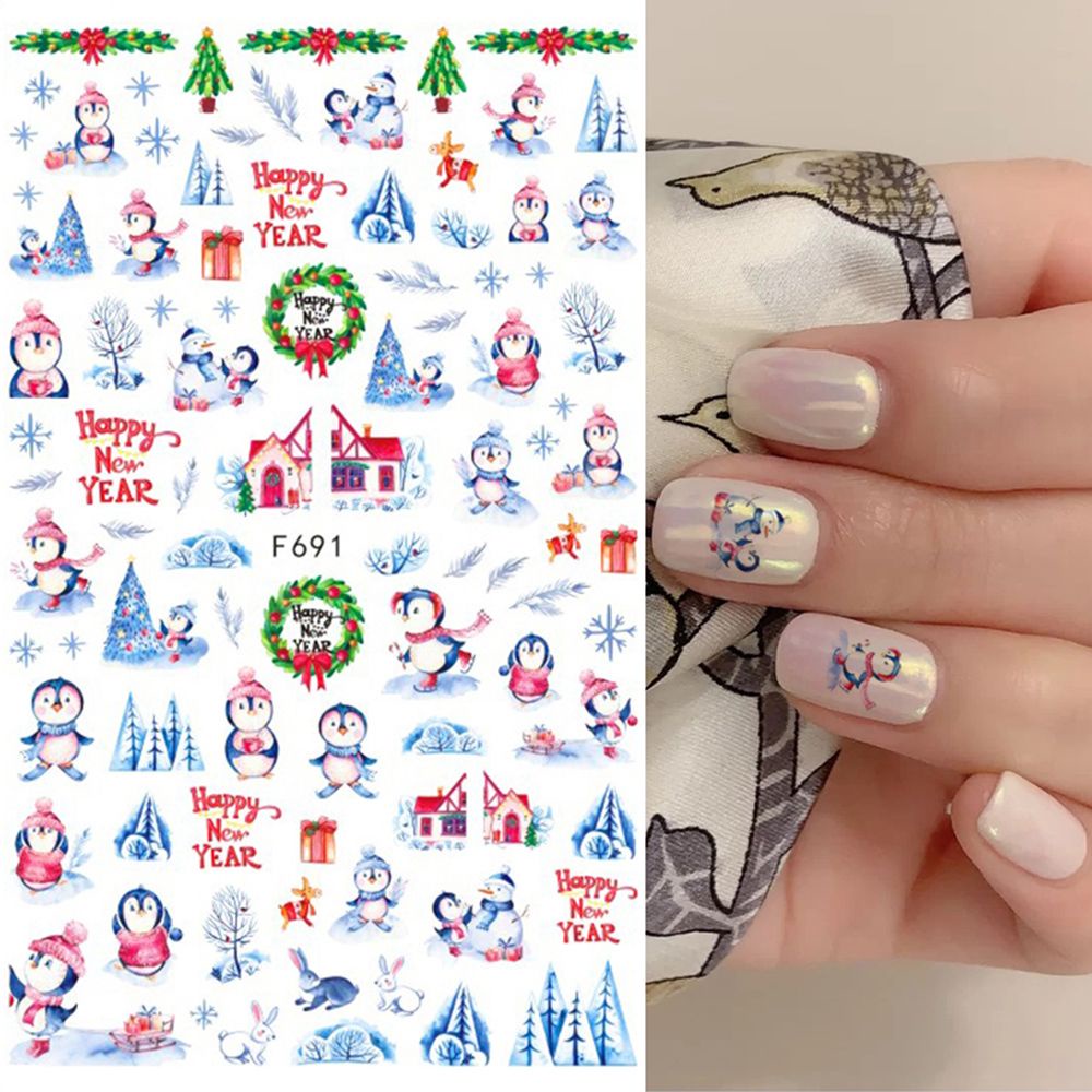 Suyou Stiker Kuku 3d Motif Natal / Santa Claus / Rusa / Snowflake Untuk Dekorasi Nail Art Diy