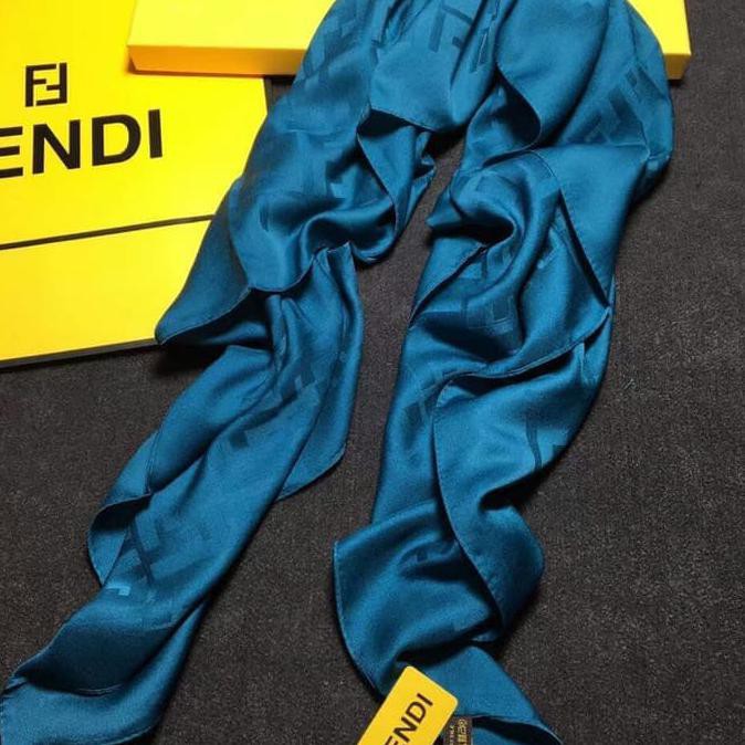 SCARF FENDI EMBOSS IMPORT SHAWL FENDI EMBOSS IMPORT - HIJAU TOSCA TERLARIS