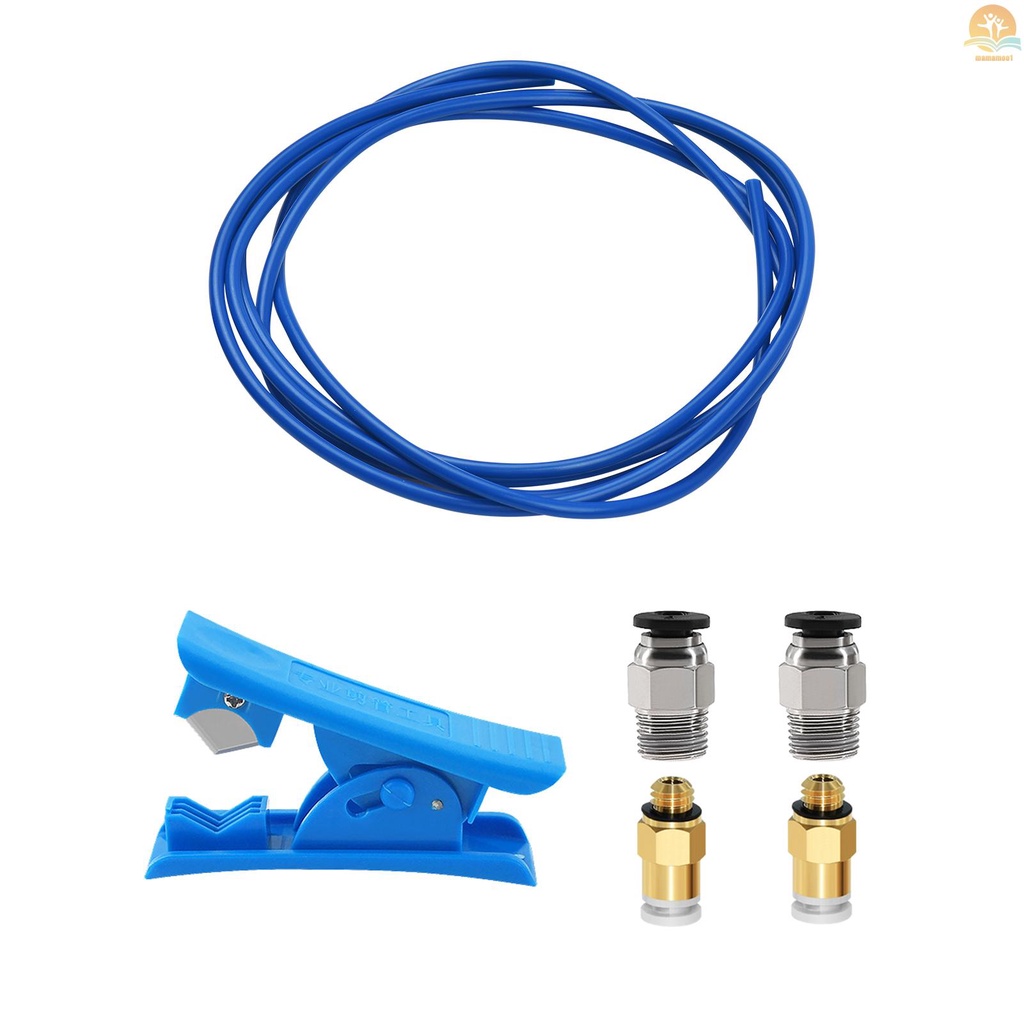 3D Printer Kit PTFE Tubing Hose Pipe 2 Meter for 1.75mm Filament with PTFE Tube Cutter 2pcs PC4-M6 Pneumatic Fittings 2pcs  PC4-M10 Pneumatic Fittings Blue