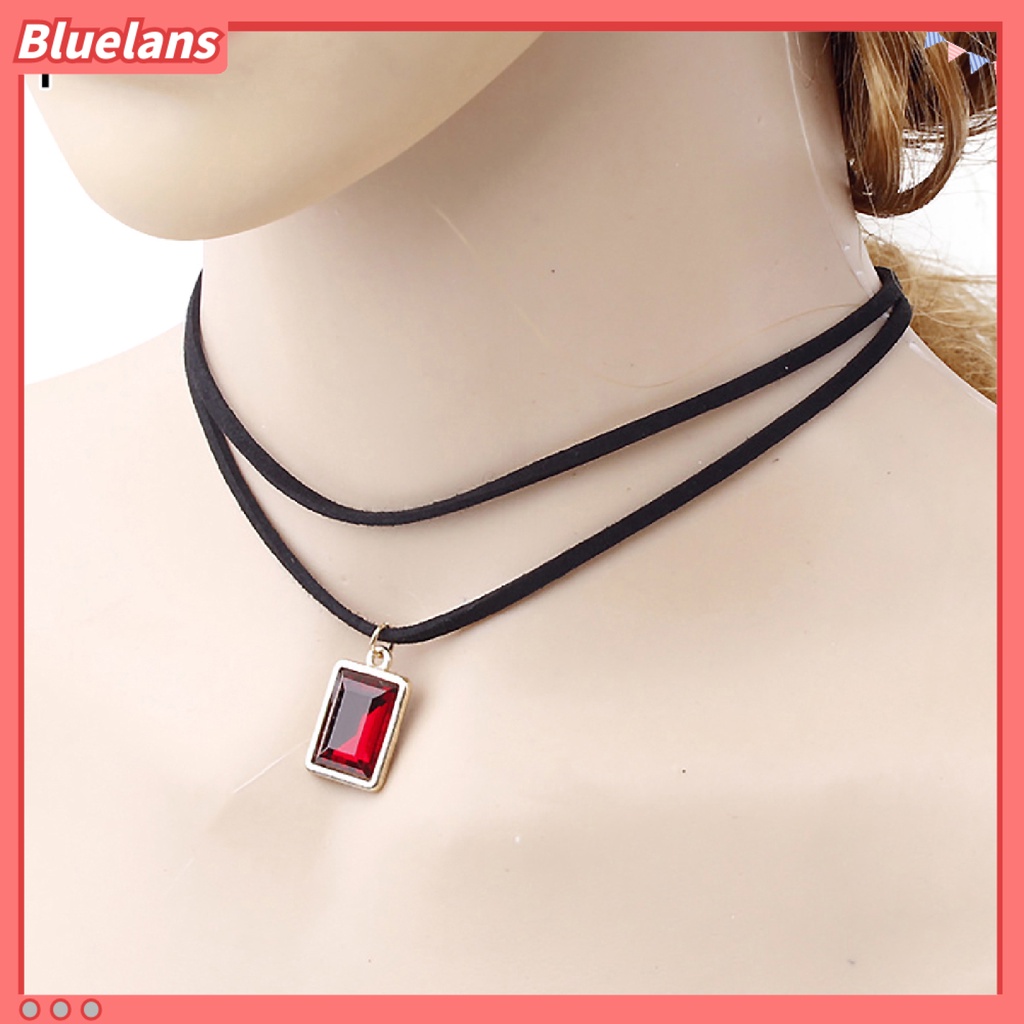 Bluelans Neckband Choker Double Layers Durable Velvet Black Velvet Short Chain