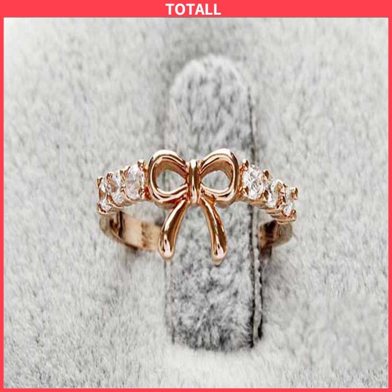 COD Cincin Busur Berlian Sederhana, Perhiasan Fashion Wanita Kreatif Yang Indah-Totall