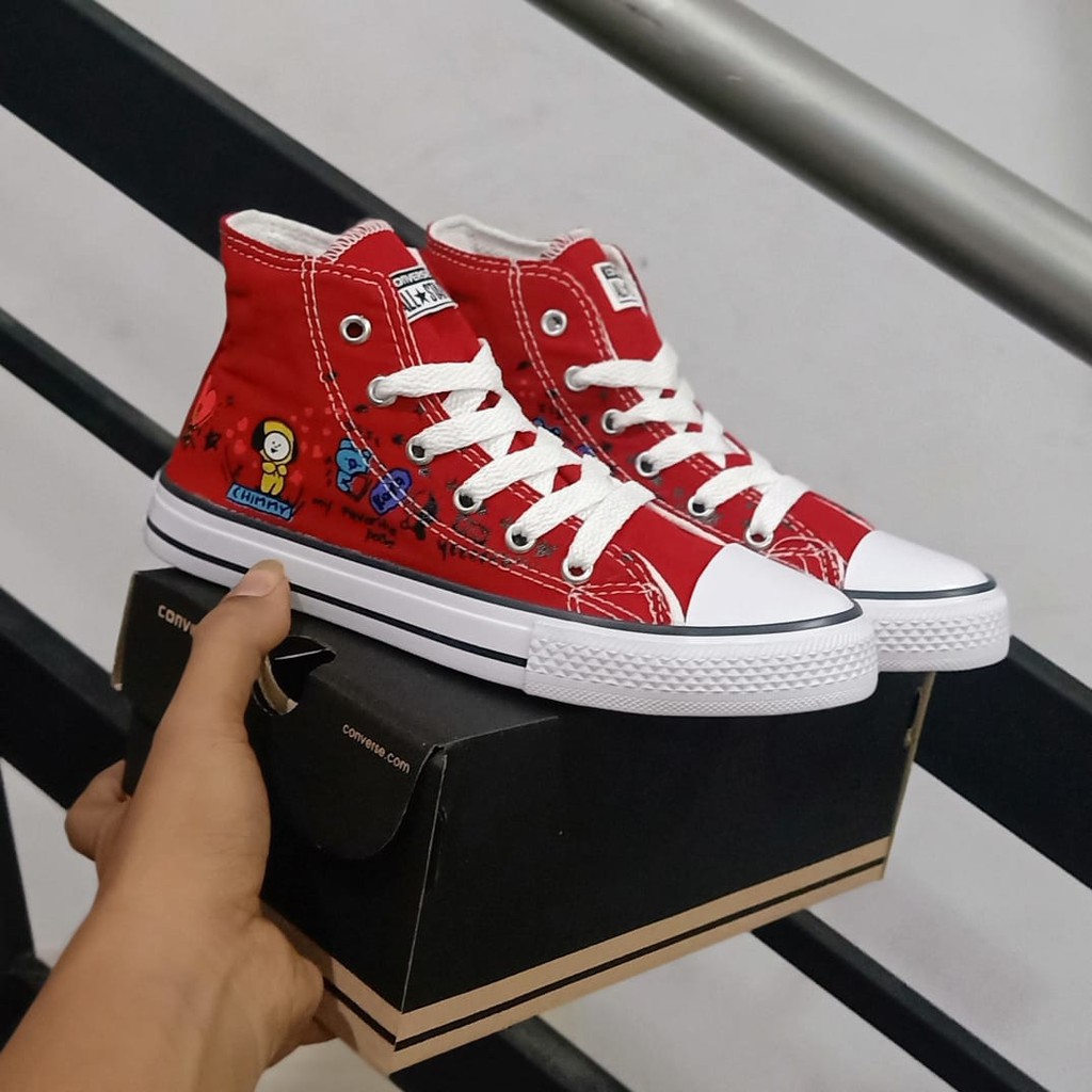 Sepatu anak Sneakers high boots BT21 import Fashion Casual Terbaru Murah laki laki dan Perempuan COD