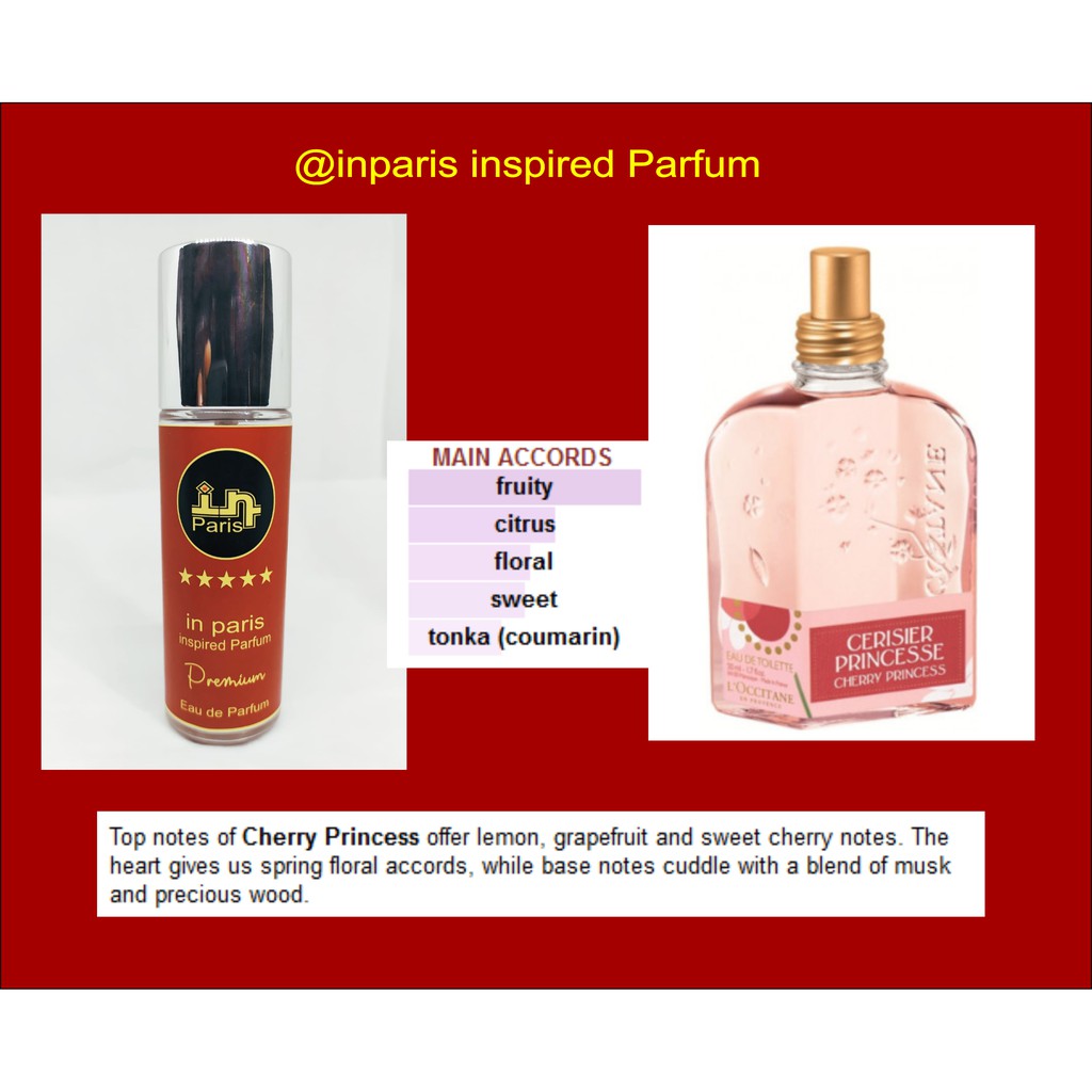 in Paris Parfum inspired L'OCCITANE CHERRY PRINCESS
