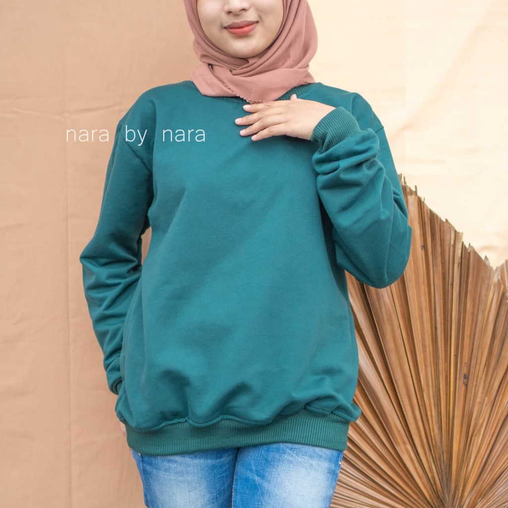 Nara Grosir - Basic Sweater l Sweater Polos l Sweater Pria dan Wanita-emerald