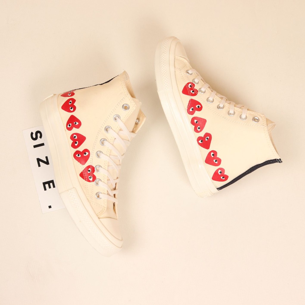 Converse x CDG Hi Multi Heart White