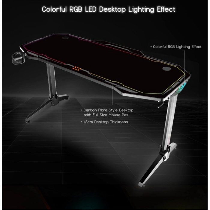 Xagatek Apex Three RGB Gaming Desk - Meja Gaming