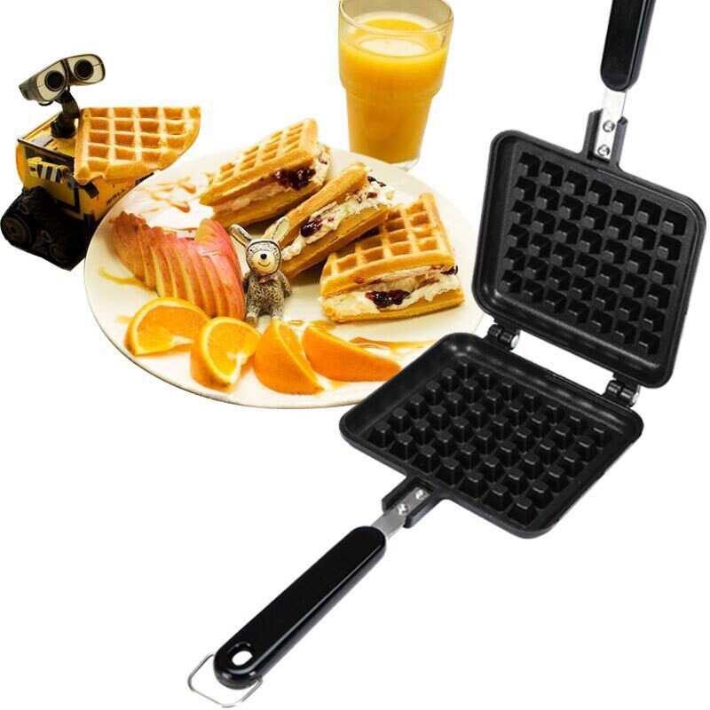 Cetakan Waffle Maker Panci Teflon 2 Sisi Rectangle Shape Dessert Mold