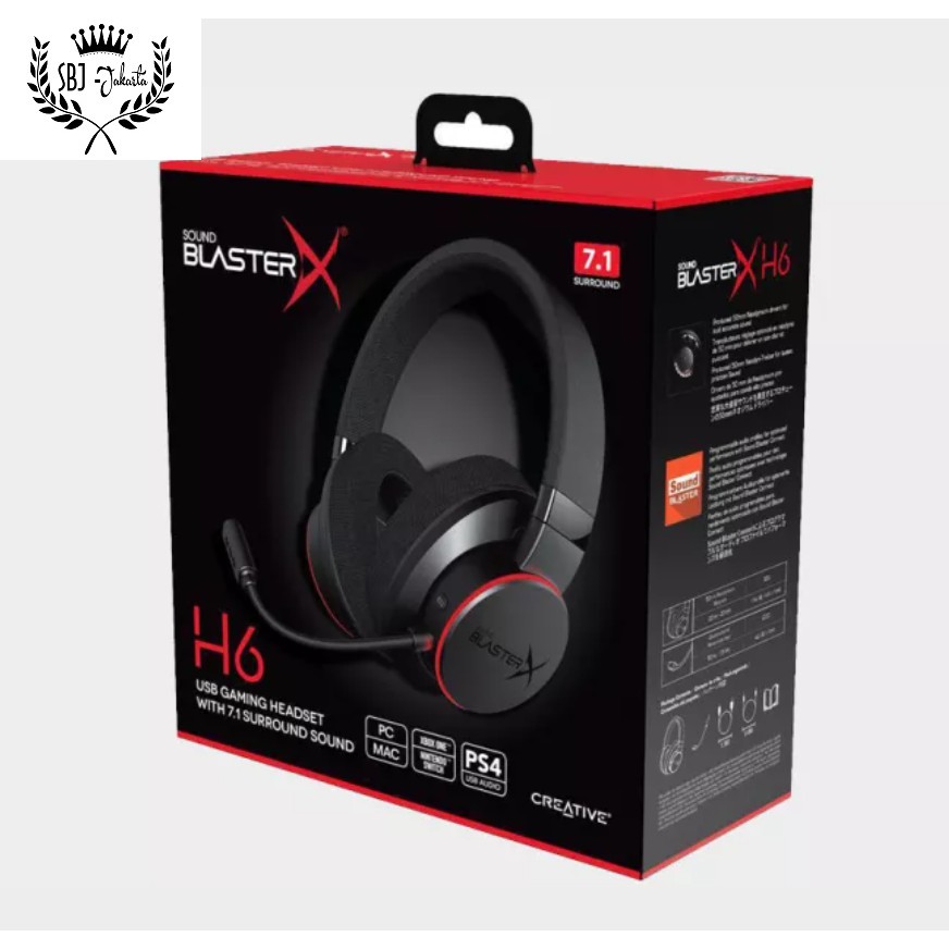 Creative Sound BlasterX H6 USB Gaming Headset Headphone 7.1 Surround EQ Mode - Scout Mode