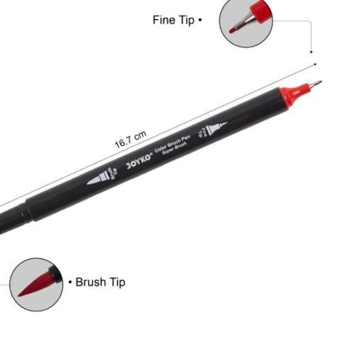 

(etr-764) SUPER BRUSH PEN joyko 12 warna CLP 13 / BRUSH + FINE TIP ,
