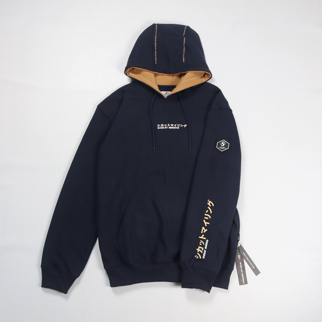 Jaket Hoodie SKM | Shikat Miring Hoodie Japanese Logo Navy