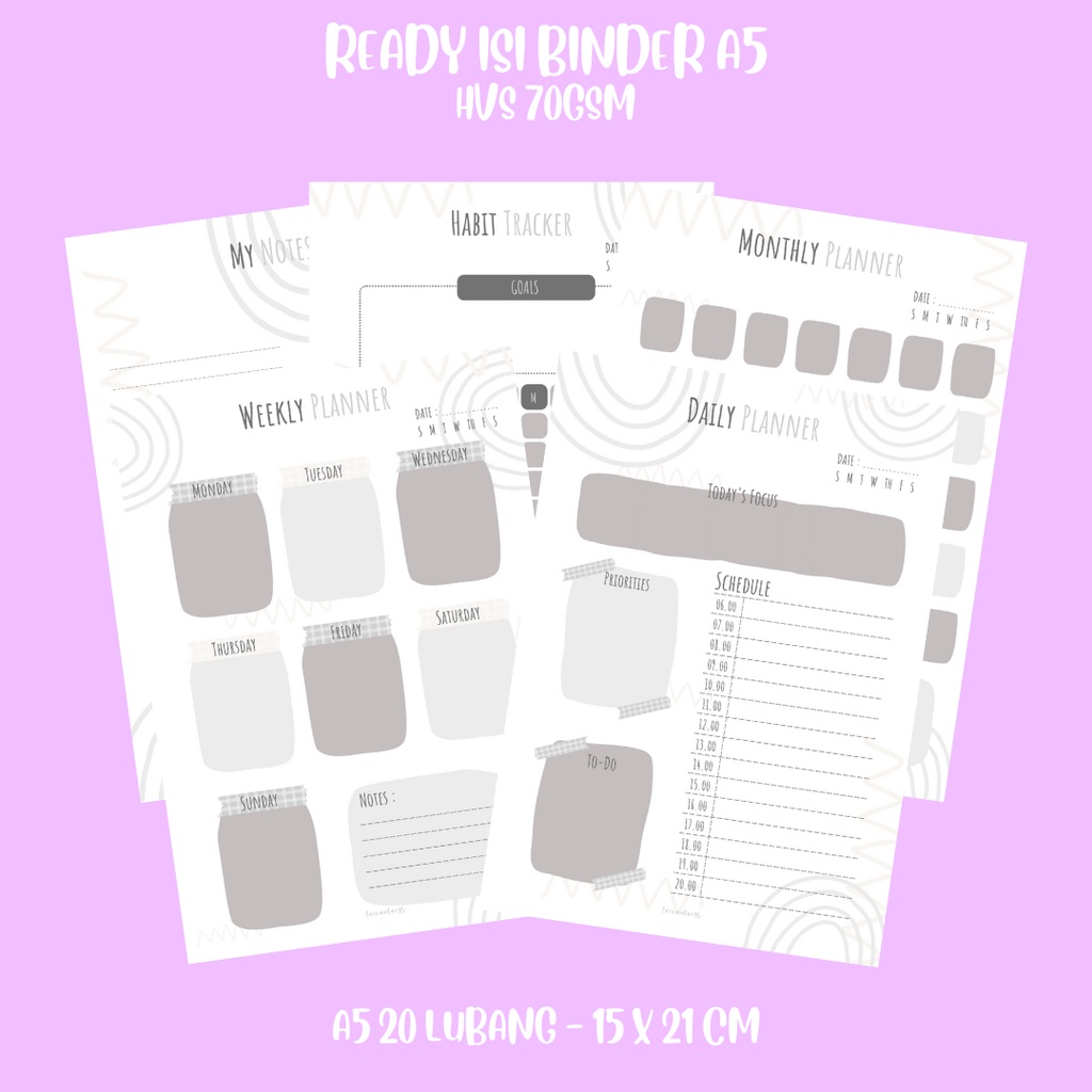 

Daily Planner Basic Memo Agenda Check List Notes Monthly Planner [10 Lembar] by Taevantae95 - GREY VER.3