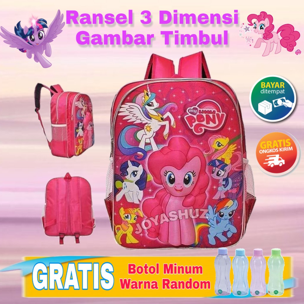 Tas Sekolah Anak Karakter 3 Dimensi / Tas Ransel LOL Surprise / Tas Anak Frozen / Tas My Little Pony