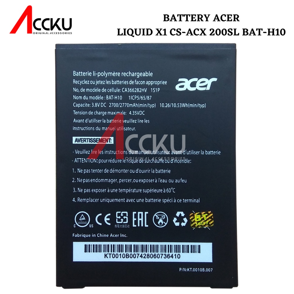 Battery Acer Liquid X1 Baterai Caer Sc-Acx 200sl Battery Acer Bat-H10