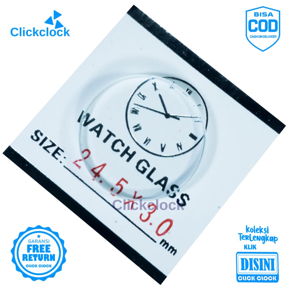 Kaca Jam Kaca Bahan Watch Glass PNC-245 Murah 2,45 cm