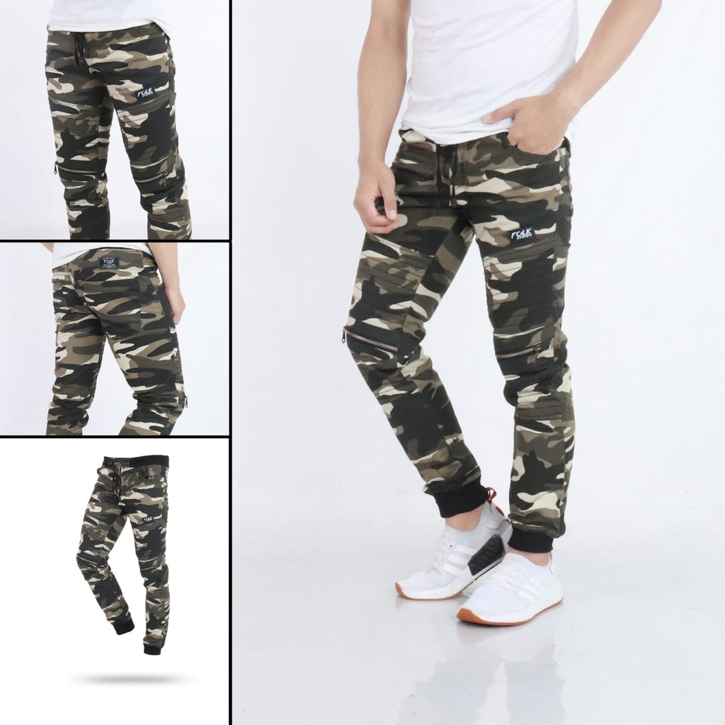 Celana Panjang Joger Jogger Sepeda Casual Ziper Army Original