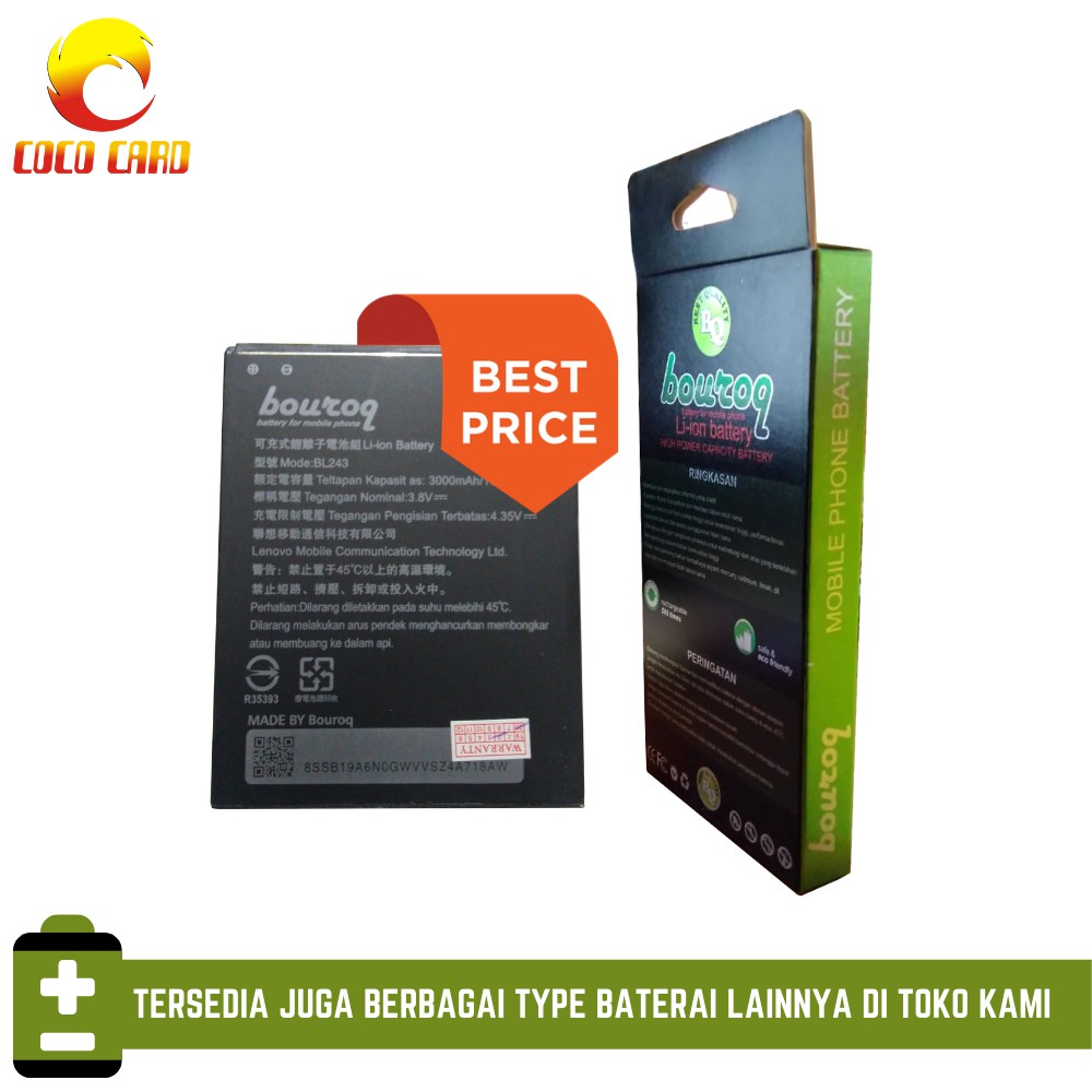 BATERAI BL243 BOUROQ ORIGINAL -  BATERA LENOVO A7000