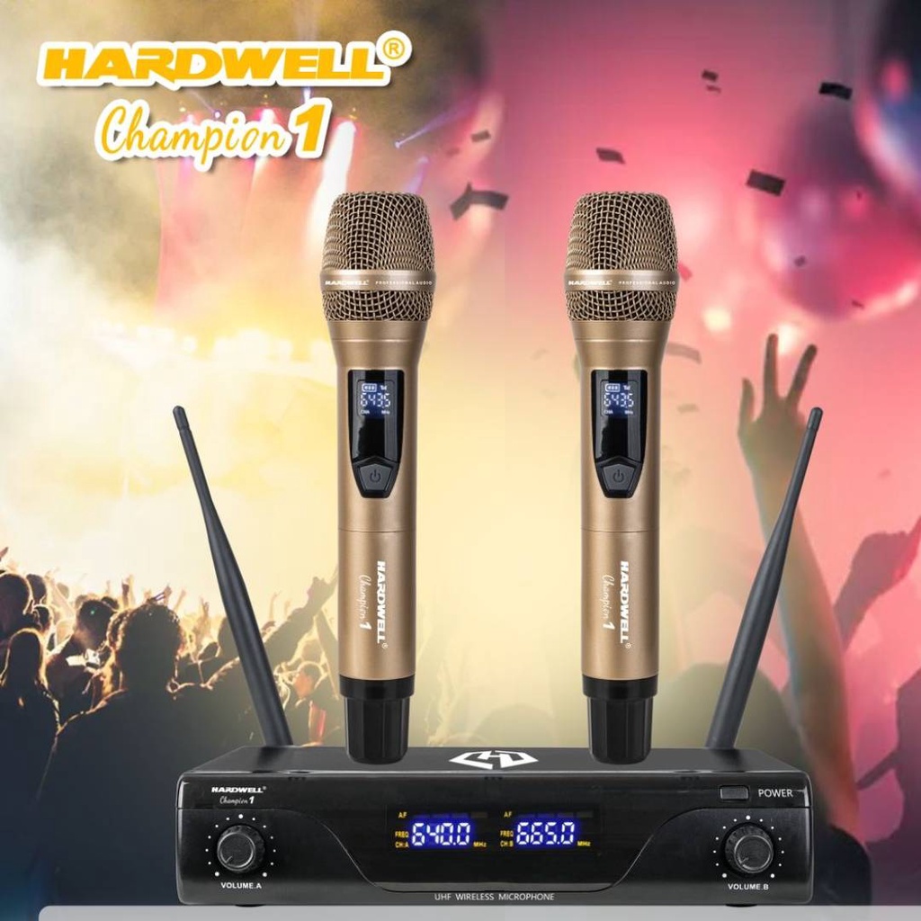 Mic Wireless Hardwell CHAMPION 1 Original Double Mic Handheld - Gold